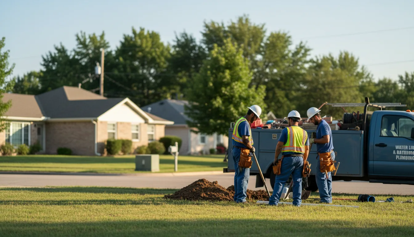 Residential water line and bathroom plumbing service in Deer Creek, OK